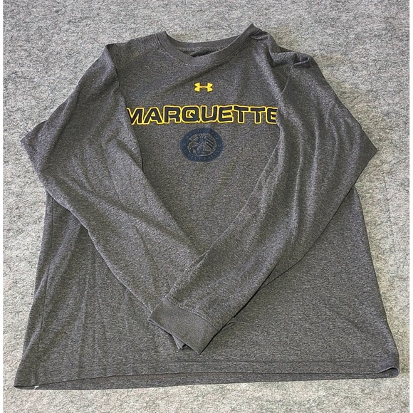 Under Armour Heat Gear Long Sleeve T Shirt Men's Size MD Loose Grey Marquette - Picture 1 of 16